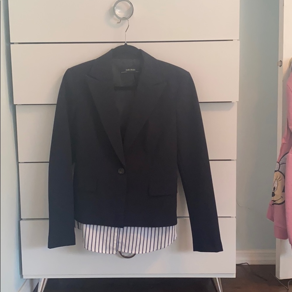 Blazer with dress shirt accent
